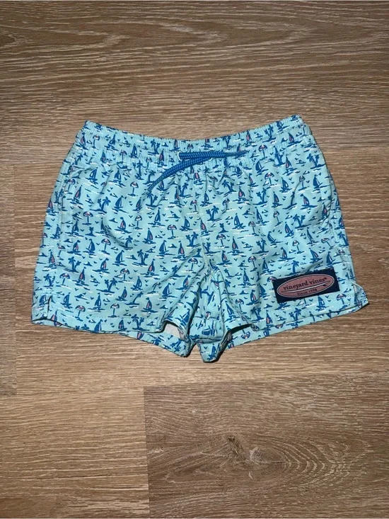 Vineyard Vines 6-12 M Light Blue Sailboat Swim Shorts
