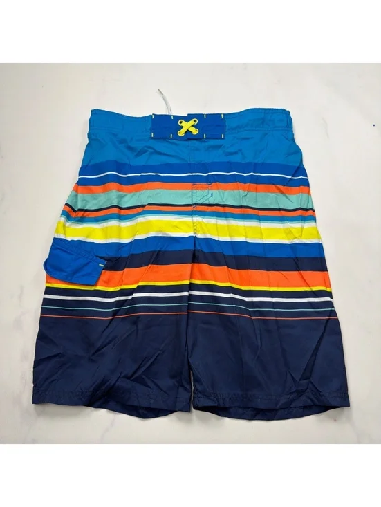 Cat & Jack Swim Trunks Colorful Striped Pocket - Boys XL Husky