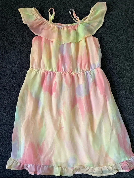 The Children's Place Pastel Watercolor Ruffle Sundress in Pink, Green, Yellow
