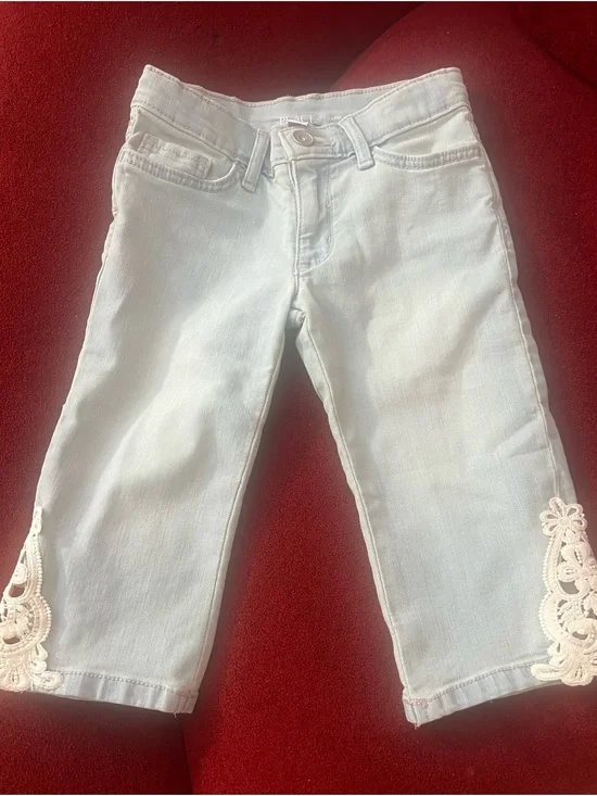 2 Pairs of New Girls The Children's Place Denim Lace Capris and Dark Denim Short