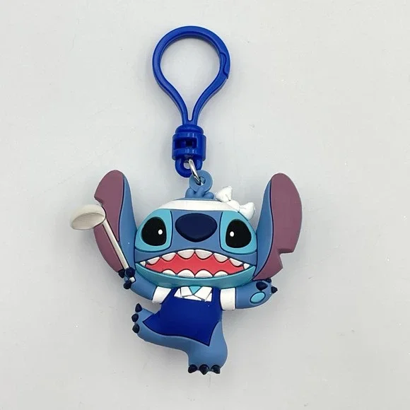 Lilo‎ & Stitch Chef Stitch Figural Keychain Series 2 Rubber Bag Clip Like New