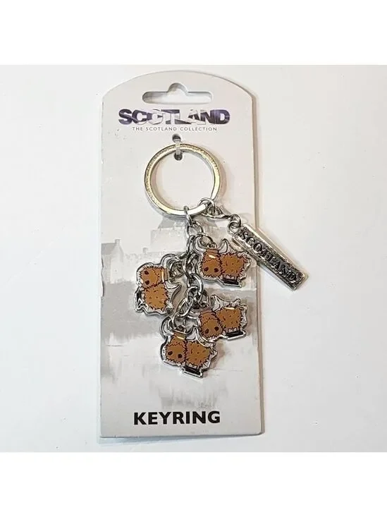 New Scotland Highland cow dangle keychain