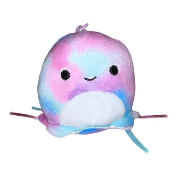NWT Squishmallows KRISA THE TYE DYED JELLYFISH Backpack Clip Plush 3.5”