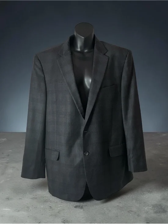 2PC Ermenegildo Zegna Black Single-Breasted Men's dark grey suit 43R/36R