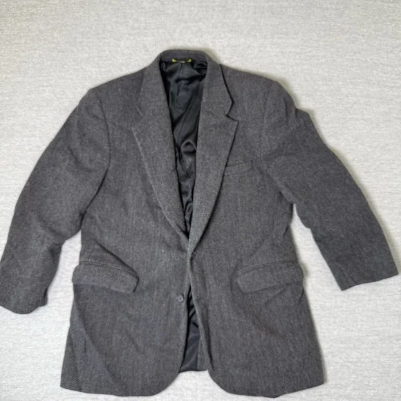 Vintage American Trend Men's Blazer Sport Coat 44R Gray Tweed Lambswool USA Made