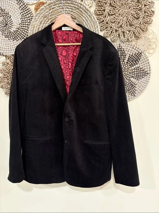 Haupt 2 button Velvet blazer men’s.  Brown with black subtle pattern. 58 Eu size