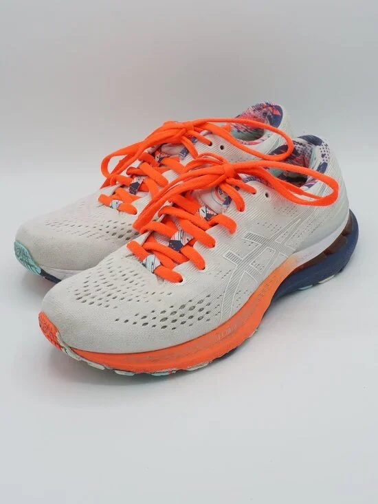 ASICS Gel Series White Neon Orange Running Shoes Women's Size 8