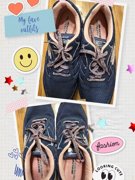 Skechers Navy and Pink Athletic Memory Foam Sneakers