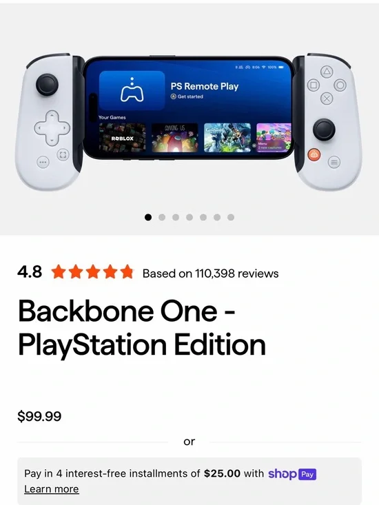 PlayStation Backbone for iPhones with lightning cables (not USB-C)