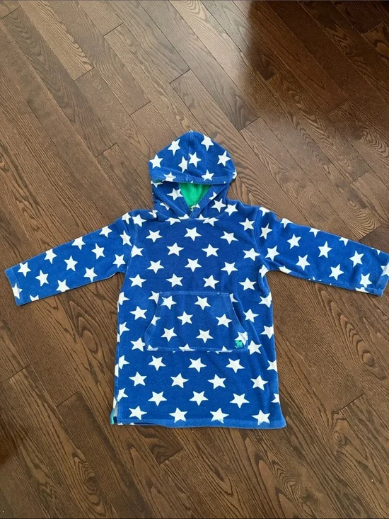 Mini Boden Blue Starred Kids Toweling Hoodie