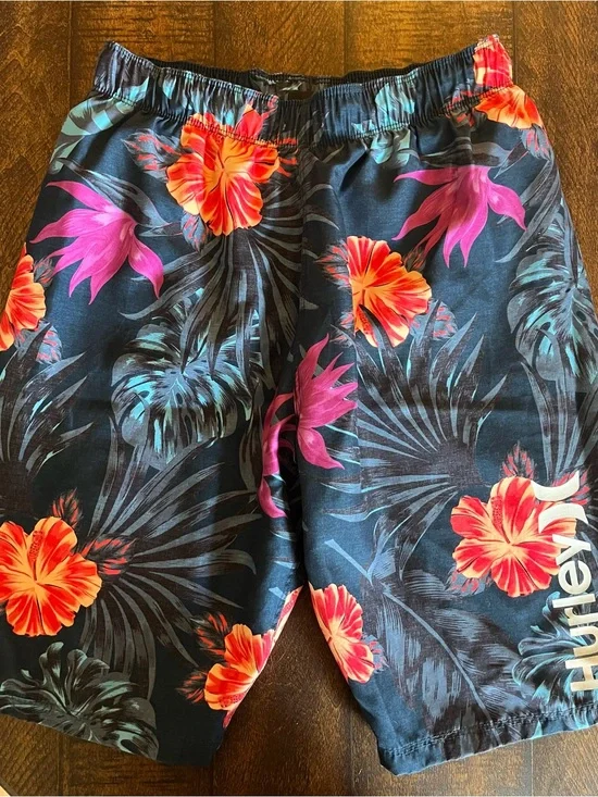 Hurley swim shirts trunks youth large floral