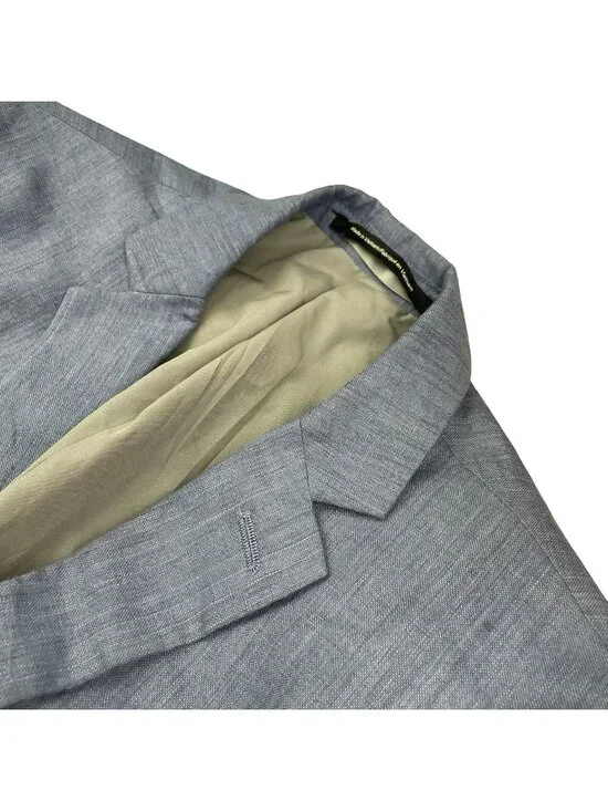 H&M Men's 100% Linen Slim Fit 2-Button Blazer Blue • 34R