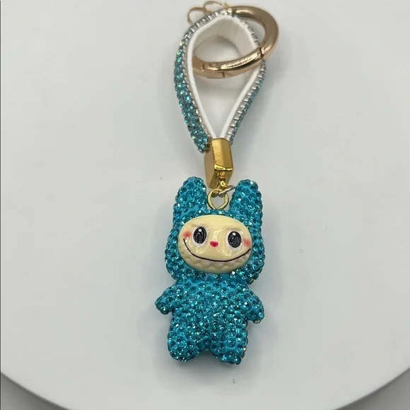 429. Blue Rhinestone Labubu Keychain