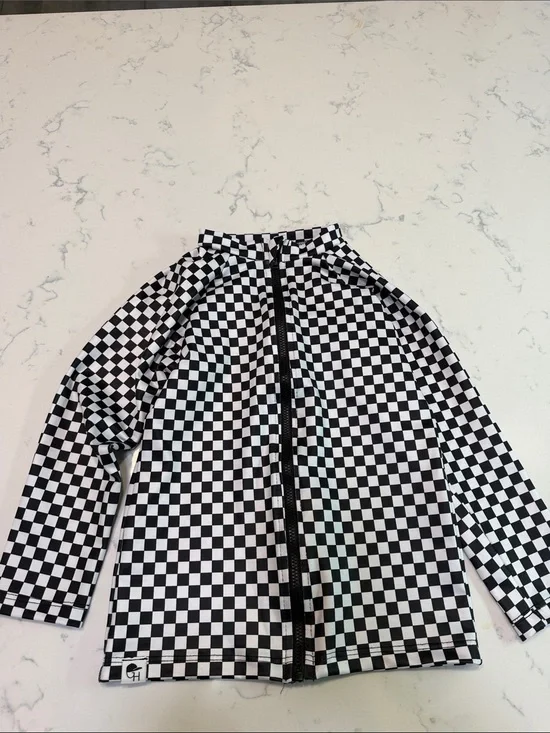 Checkerboard Kids Zip-Up Swim Sun Skirt - Black/White George Hats size 5/6