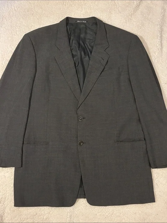 Armani Collezioni 46L Men's Two-Button Dark Gray Wool Blend Suit Blazer