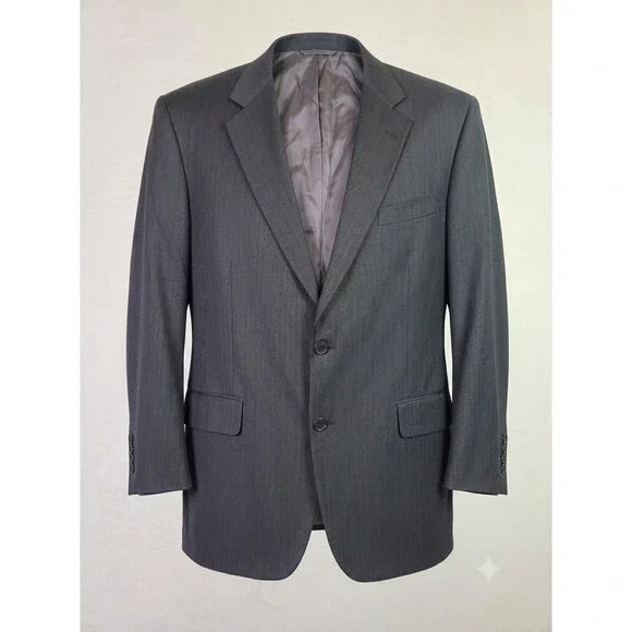 Brooks Brothers 1818 Grey Two Button Wool Blazer Career Sport Coat 46R Office
