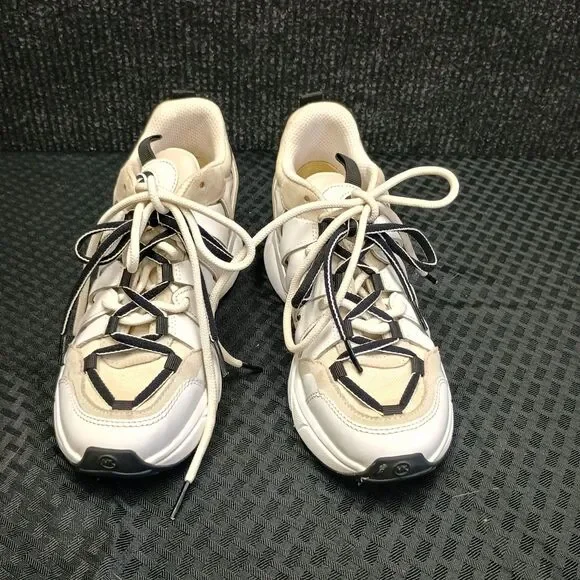 Michael Kors Chunky White/black Fashion Sneakers Women's Size6M Dual lace #SG19J
