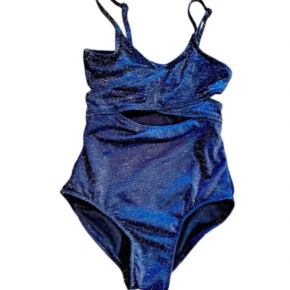 Art‎ Class Girls Metallic Black Cutout One Piece Swimsuit Size S 6/7