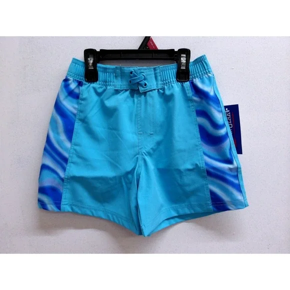 Ocean Gear Boys Aqua‎ Blue Wave Board Shorts Swim Trunks S (6-7) /#26282