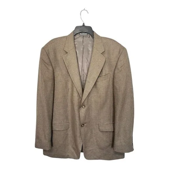 Oscar De La Renta | Silk‎ Wool Blazer Mens Sport Coat Brown 44R