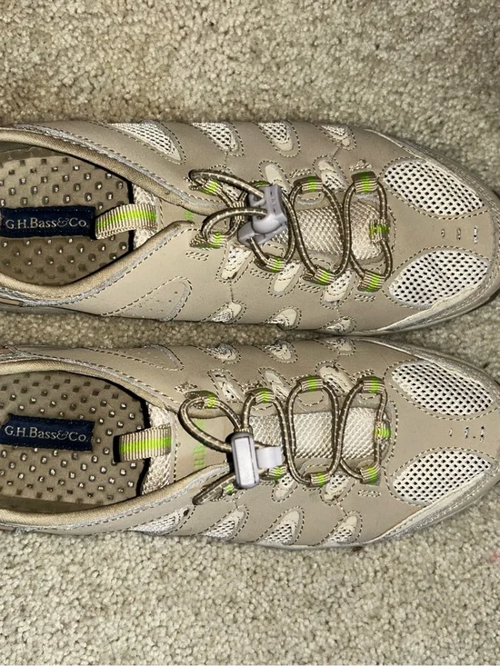 G.H. Bass & Co. Beige Athletic Sneakers with Lime Accents