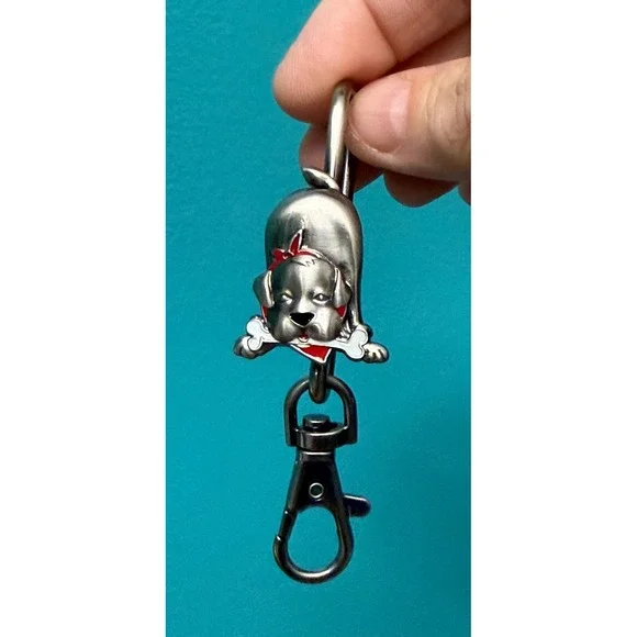 Alexx Inc Finders Key Purse Hook Dog Bone Silver Red Enamel Bag Accessory Puppy