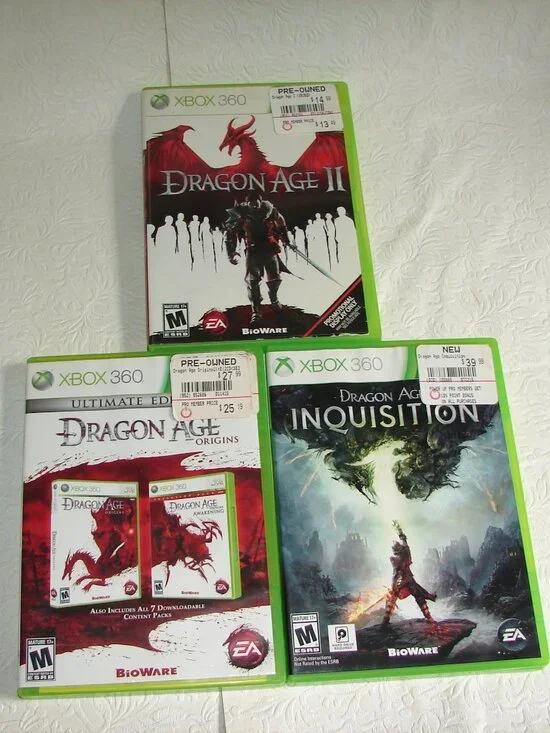 Xbox 360 Game Lot of 3: DRAGON AGE II + ORIGINS + INQUISITION w/1 Manual