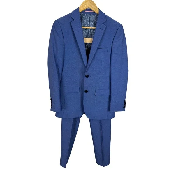 Soul of London Mens Blue 2‎ Piece Slim Fit Suit Set 34R Jacket 27X26 Pants