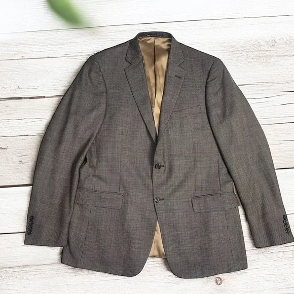 Hart Schaffner Marx Blazer Men’s Grey Houndstooth Made in USA Sports Coat 44L