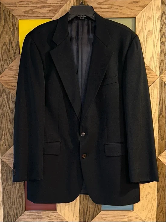 Ralph Lauren Men’s Navy Blue 100% Wool Sport Coat Blazer ~ Size 42 Tall