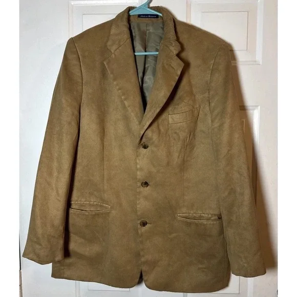 Chaps Mens 41R Tan Khaki Sport Coat Blazer 2 Button Classic Jacket Romania