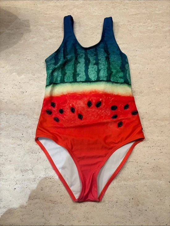 Molo Kids Watermelon One-Piece Swimsuit - Green, Red, Blue