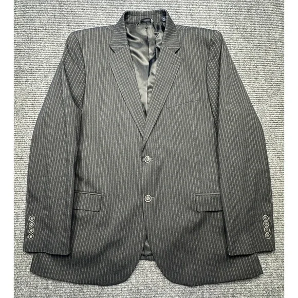 Nautica Suit‎ Jacket Mens 46 Gray Pinstripe 2 Button Blazer Stretch Business