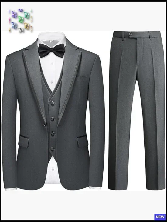 Classic Men's Tuxedo Suit Set Regular Fit Formal Elegant Wedding Business