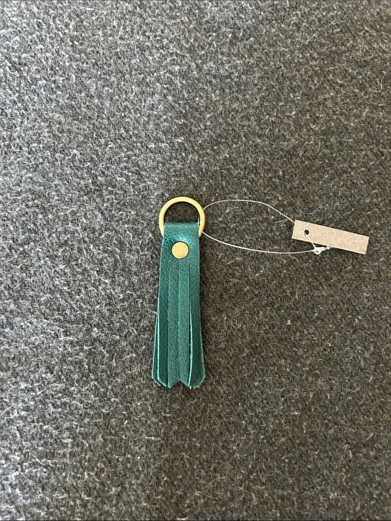 Portland Leather Emerald Green Tassel Keyring with Gold Hardware