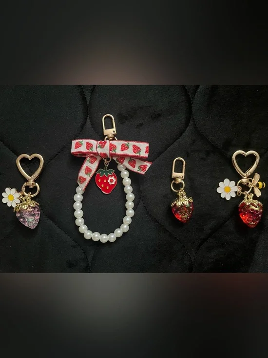 Strawberry Themed Bag Charm Bundle