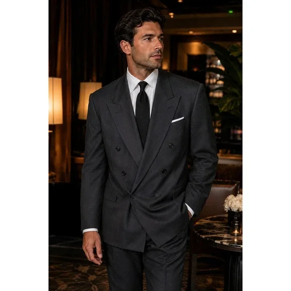 Givenchy Blazer Men's 42 R Large Charcoal Grey Double Breasted Classic Vintage