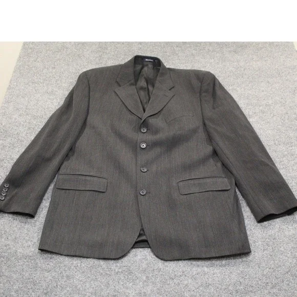 Vintage Ralph Lauren Men's Gray Suit Jacket Blazer‎ 44L Wool Blend 4 Button