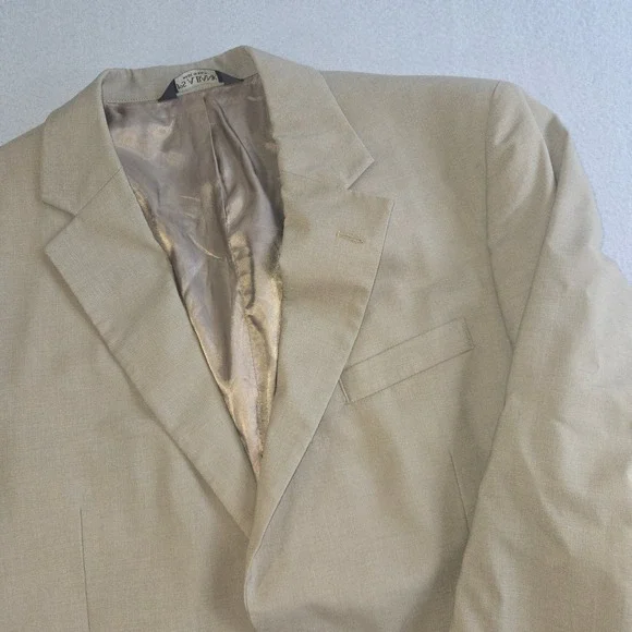Jos. A. Bank Blazer Mens 40R Tan Two Button Notch Lapel Solid Sport Coat