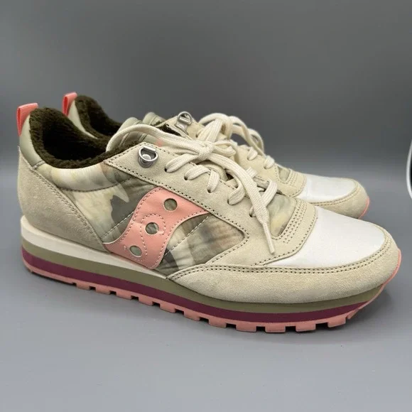 Saucony Jazz Triple S605812 Mountain Green Peach Retro Shoes Womens Size 10