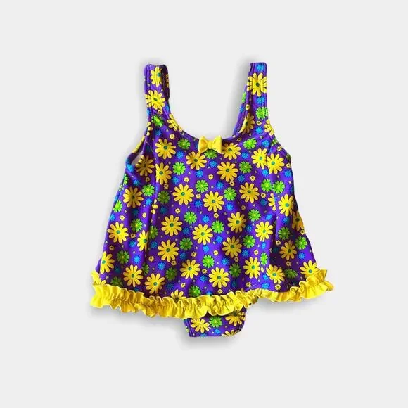Vintage Carters Purple Floral Bathing Suit 12 Months