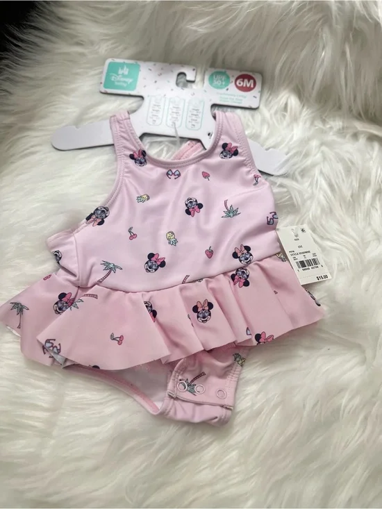 Disney Pink Minnie Mouse Ruffle One-Piece Swimsuit