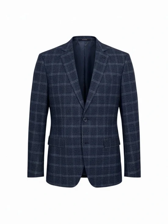Brooks Brothers Blue on Navy Windowpane Plaid Blazer Sport Coat 2 Button 48