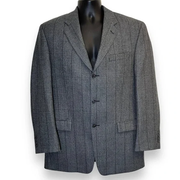 Lauren Ralph Lauren Men Wool Blazer 40R Sport Coat 3 Button‎ Windowpane Gray