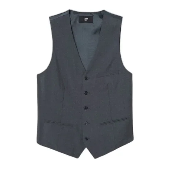 H&M Men's Gray Classic 5 Button-Front Waistcoat Suit Vest Size 42R