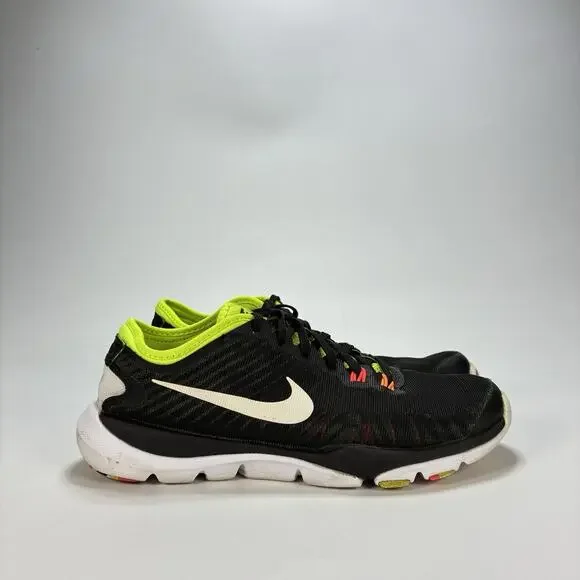 Nike Flex Supreme TR 4 Black Volt Training Shoes 845016-999 Women's Size 6.5