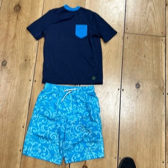 Land’s End kids boys Hawaiian Swimwear Suit with Trunks, M 10/12