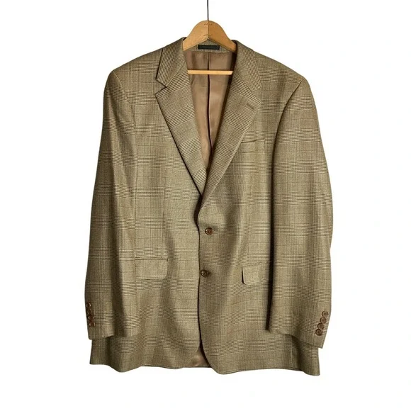 Ralph Lauren Blazer Sports Coat 2 Button Silk Wool Plaid Academia Heritage 42L