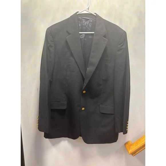 Brooks Brothers Blazer Mens Navy Blue  Loro Piana Wool Gold Buttons 43 L