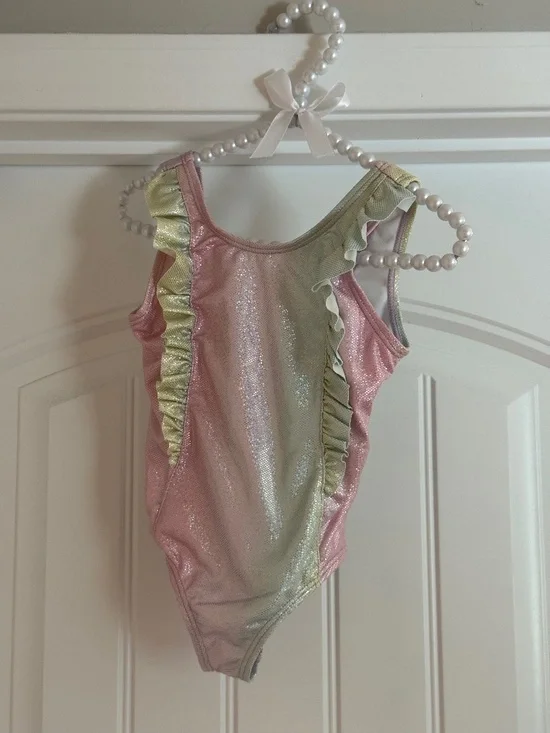 Pink Platinum’s Girls Ruffled Shimmer 3T Swimsuit